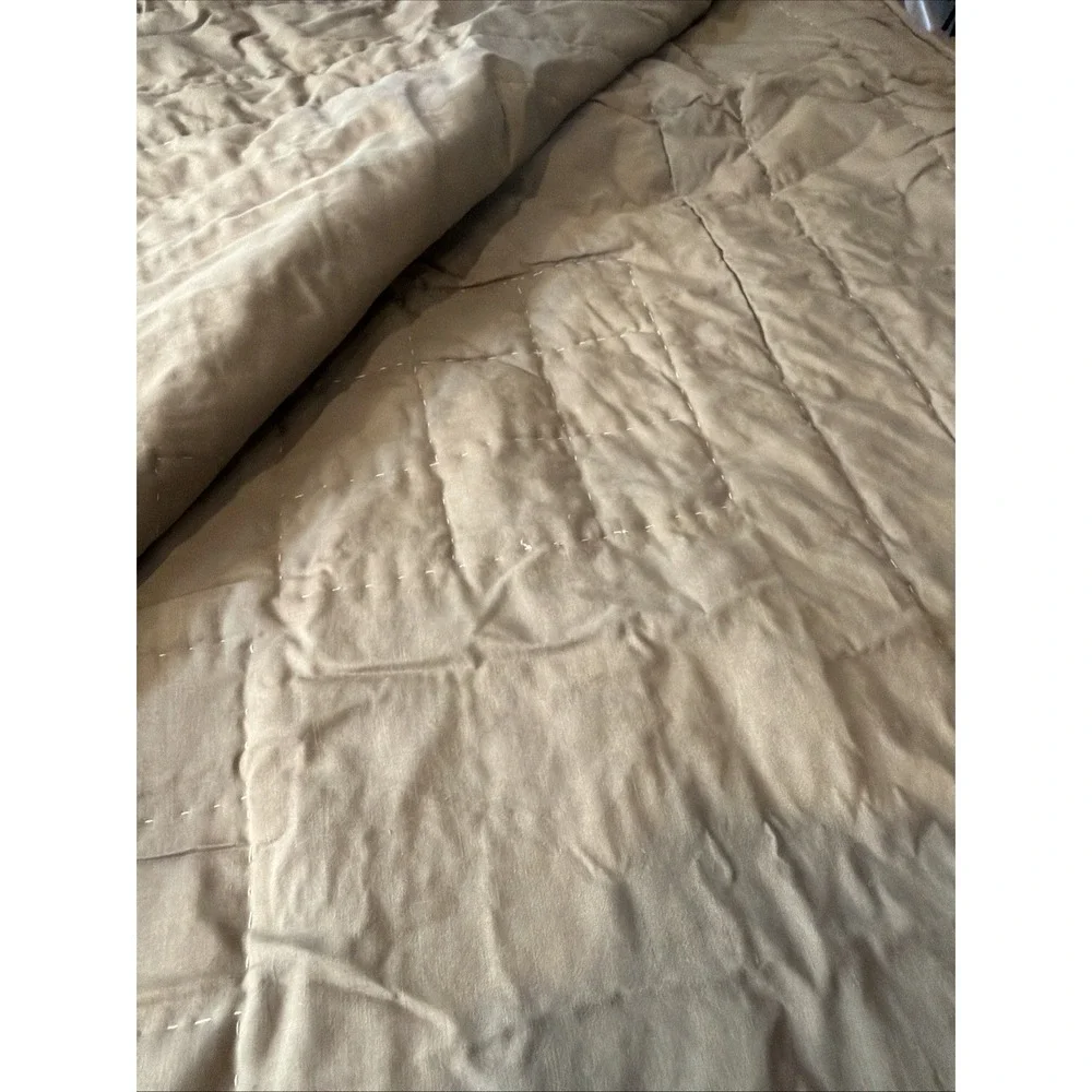 Home Collection Embroidered Quilt Only Patchwork Plaid Brown Tan Blue Full Queen